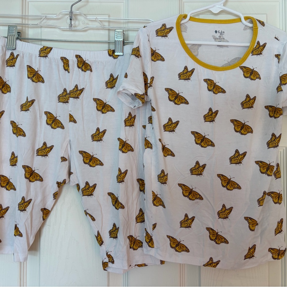 Kyte BABY White and Yellow Butterfly Pajama Set